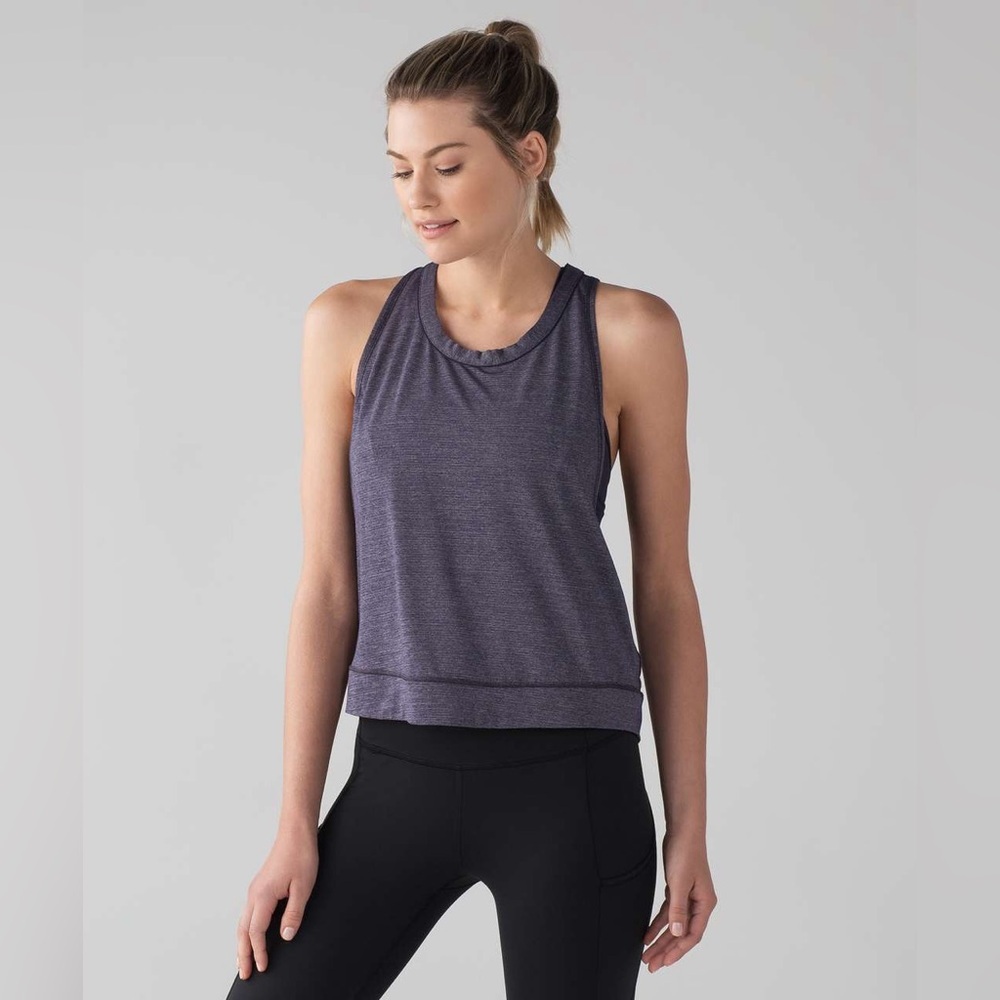 Lululemon Pace Perfect Tank Run Heathered Midnight Navy Size 10
